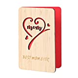 Mother's Day Card For Mom,Best Mom Ever Greeting Card by Handmade Bamboo Wood,Greeting Card for Mother Gift,Birthday Card for Mom,Express the Love and Gratitude to the Mother