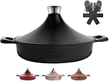 INSETFY Non-Stick Frying Pan/Skillet 11", 3QT Tagine Pan,Cast Aluminum Pans with Lid, Stove/Oven-to-Table Cookware, Dishwasher Safe& Compatible with All Stovetops（Black）