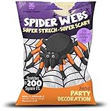 Happy Hippo Halloween Spider Web Decoration, Plastic Spider Webs, Party Supplies (Small, 200 Sq Feet)