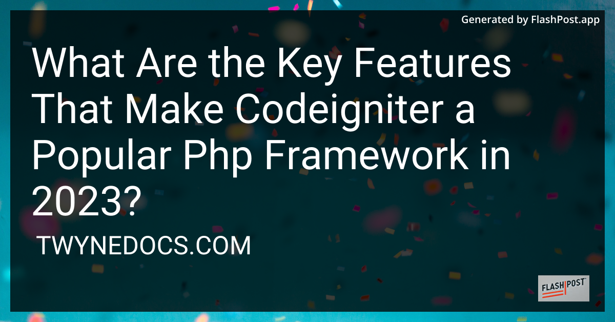 What Are the Key Features That Make Codeigniter a Popular Php Framework ...