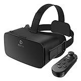 DESTEK V5 VR Headset for Phone with Controller, Anti-Blue Eyes Protected HD Lenses, 110° FOV Virtual Reality Headsets VR Goggles for iPhone 15/14/13/12/11, Samsung, Android - Black