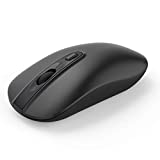 Wireless Computer Mouse, Cimetech 2.4G Slim Cordless Mouse Less Noise for Laptop Ergonomic Optical with Nano Receiver USB Mouse for Laptop, Deskbtop, MacBook (BAT Black)