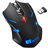 VicTsing Wireless Gaming Mouse with Unique Silent Click, Breathing Backlit, Wireless Mouse Gaming, Up to 2400 DPI, Ergonomic Grips, 7 Buttons, Black