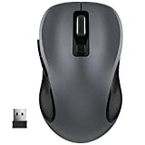 WisFox 2.4G Wireless Mouse for Laptop, Ergonomic Computer Mouse with USB Receiver and 3 Adjustable Levels, 6 Button Cordless Mouse Wireless Mice for Windows Mac PC Notebook (Grey)