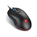 Redimp Wired Gaming Mouse with Side Buttons & LED Backlit Lights for PS4 PC Computer Laptop Chromebook Games & Work - Black