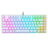 E-Yooso Z-88 60% RGB Mechanical Gaming Keyboard, Brown Switch, LED Backlit, Water Resistant, Compact 81 Keys Anti-Ghosting for Mac PC, White