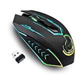 Wireless Gaming Mouse Up to 10000 DPI, UHURU Rechargeable USB Wireless Mouse with 6 Buttons 7 Changeable LED Color Ergonomic Programmable MMO RPG for PC Computer Laptop Gaming Players