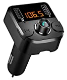 AZWang Bluetooth FM Transmitter for Car, BT 5.0 Bluetooth Car Adapter Music Player Car Kit,Hands Free Calling with 2 USB Ports Charger,Support U Disk/TF Card Gifts