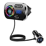 Tecboss Bluetooth FM Transmitter for Car, Bluetooth 5.0 Wireless Car Radio Adapter with QC3.0 & 5V/2.4A Dual Charging Port, Easy Attached to Air Vent, Better Hands Free Car Kit, Music Player - TB27