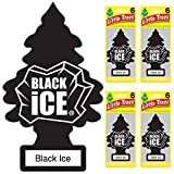 Little Trees - U6P-60155 LITTLE TREES Car Air Freshener | Hanging Tree Provides Long Lasting Scent for Auto or Home | Black Ice, 6-packs (4 count)