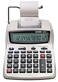 Victor Printing Calculator, 1208-2 Compact and Reliable Adding Machine with 12 Digit LCD Display, Battery or AC Powered, Includes Adapter,White